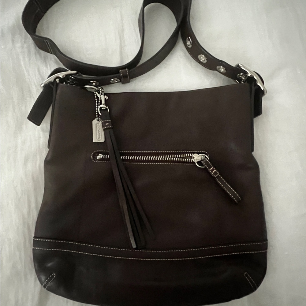 Coach Brown Genuine Leather Crossbody Handbag